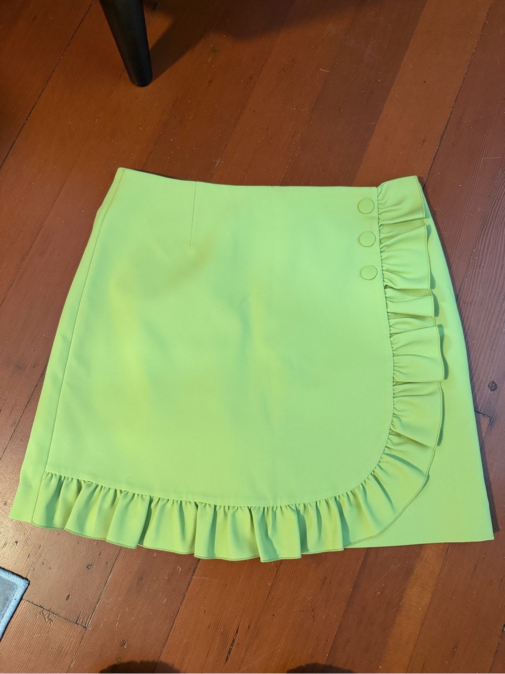 Tory Burch Lime Green Ruffle-Trim Mini Skirt